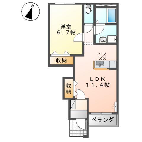 LE MIRAGE(1LDK/1階)の間取り写真