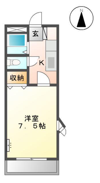 メルヘン21(1K/3階)の間取り写真