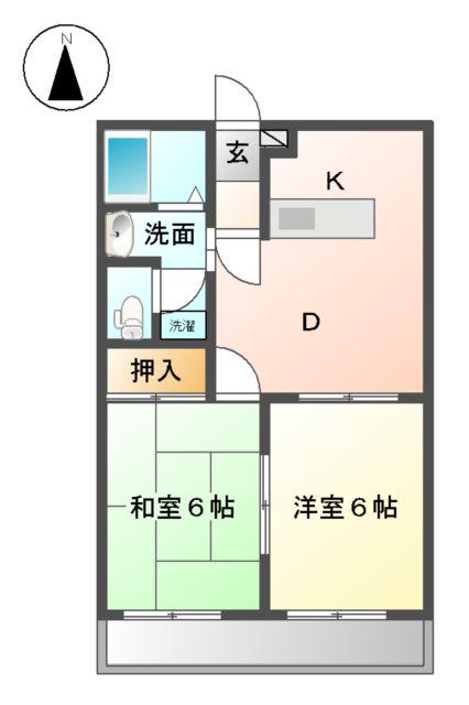 アメニティー富士(2DK/1階)の間取り写真
