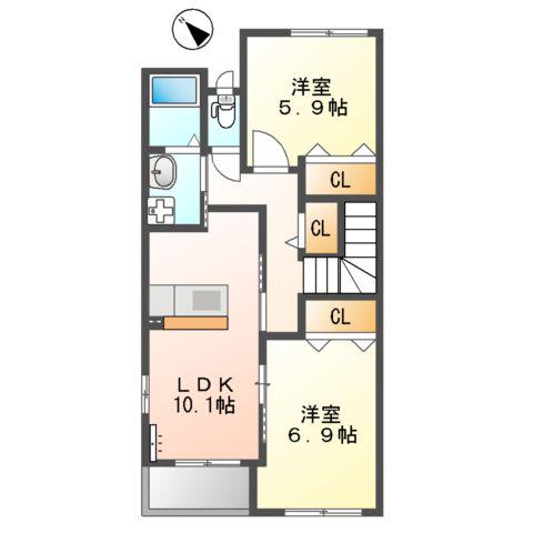 HEATH HILLS(2LDK/2階)の間取り写真