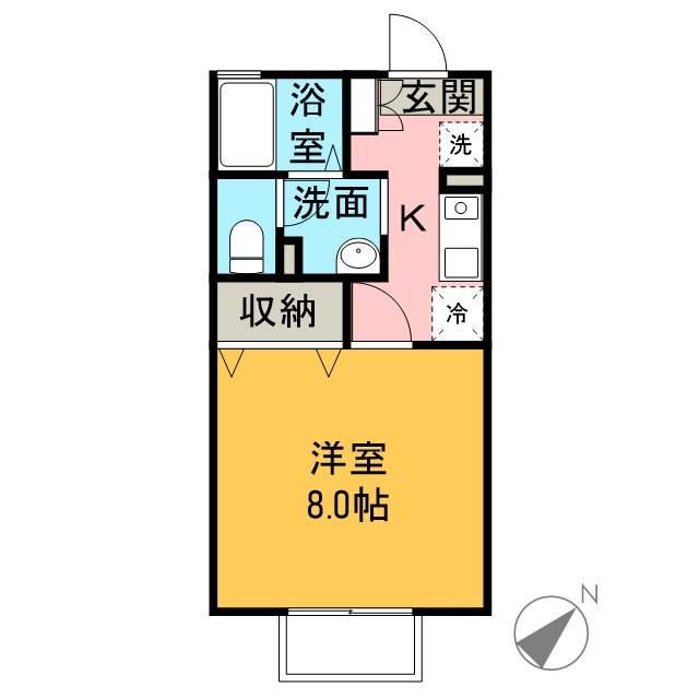 コーラル三園(1K/1階)の間取り写真