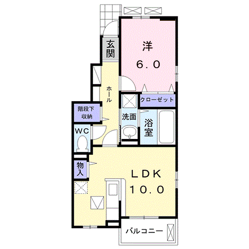 グランアンジュ B(1LDK/1階)の間取り写真
