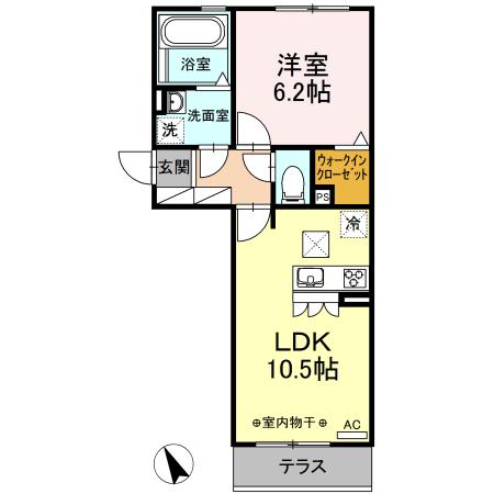 クレスト中野(1LDK/1階)の間取り写真