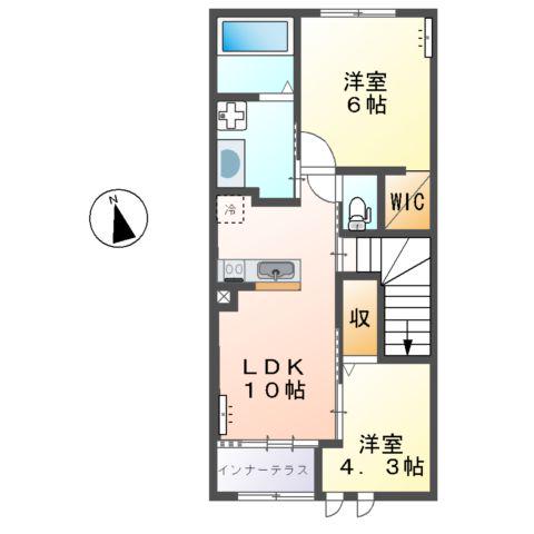 岳南電車 岳南原田駅 徒歩45分 2階建 築6年(2LDK/2階)の間取り写真