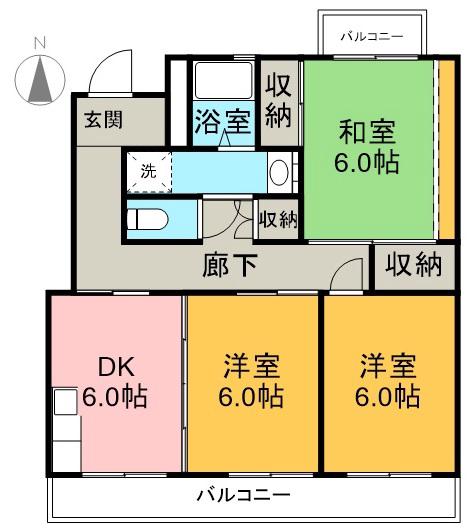 コーポ稲垣A(3DK/3階)の間取り写真