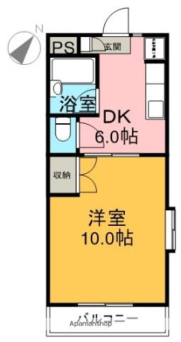 鈴信マンション(1DK/3階)の間取り写真