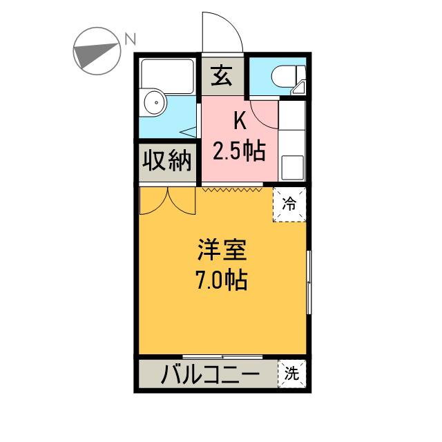 栢森ハイツB(1K/3階)の間取り写真