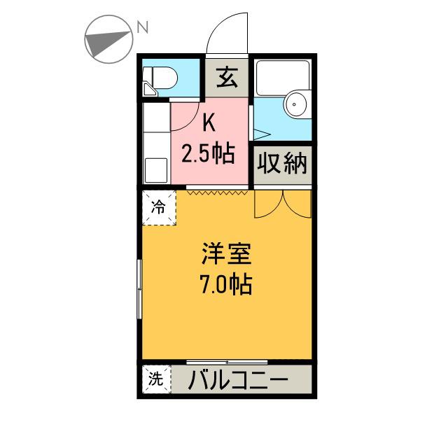 栢森ハイツB(1K/2階)の間取り写真