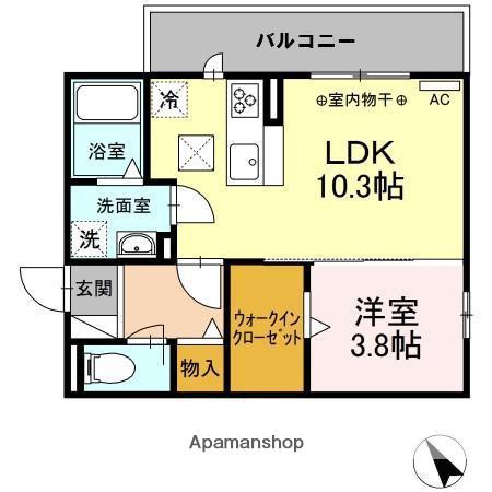 ハッピーミヤハラ(1LDK/1階)の間取り写真