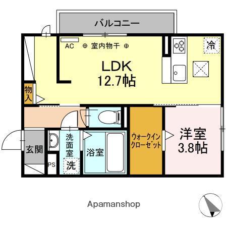 グランパセオ(1LDK/3階)の間取り写真