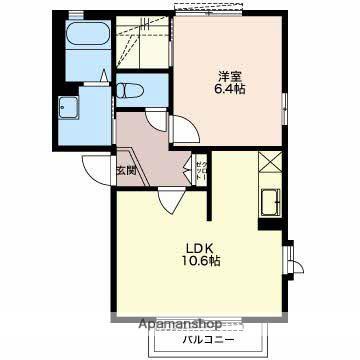 タウンコート日乃出C(1LDK/1階)の間取り写真