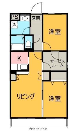 ラフィーヌ芙蓉台(2SLDK/4階)の間取り写真