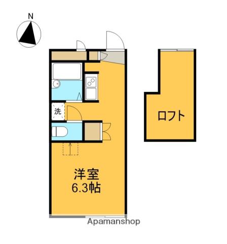 シティーリバー12(1K/2階)の間取り写真