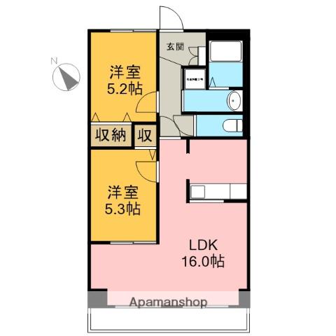 エスペランサひなた(2LDK/2階)の間取り写真