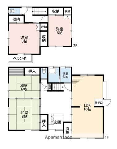 岳南電車 岳南原田駅 徒歩17分 2階建 築44年(4LDK)の間取り写真