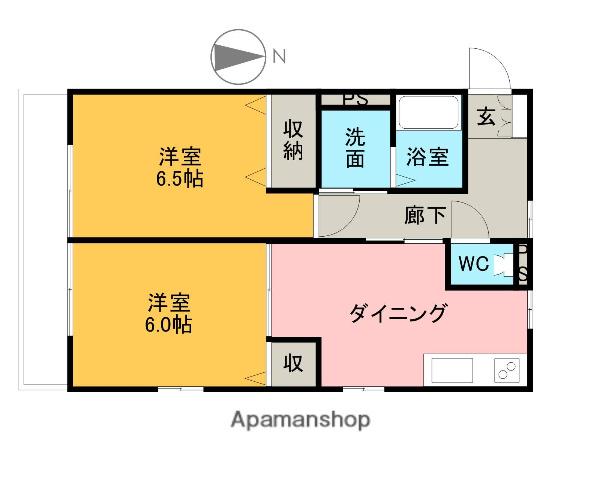 ファミーユ秋山(2DK/2階)の間取り写真