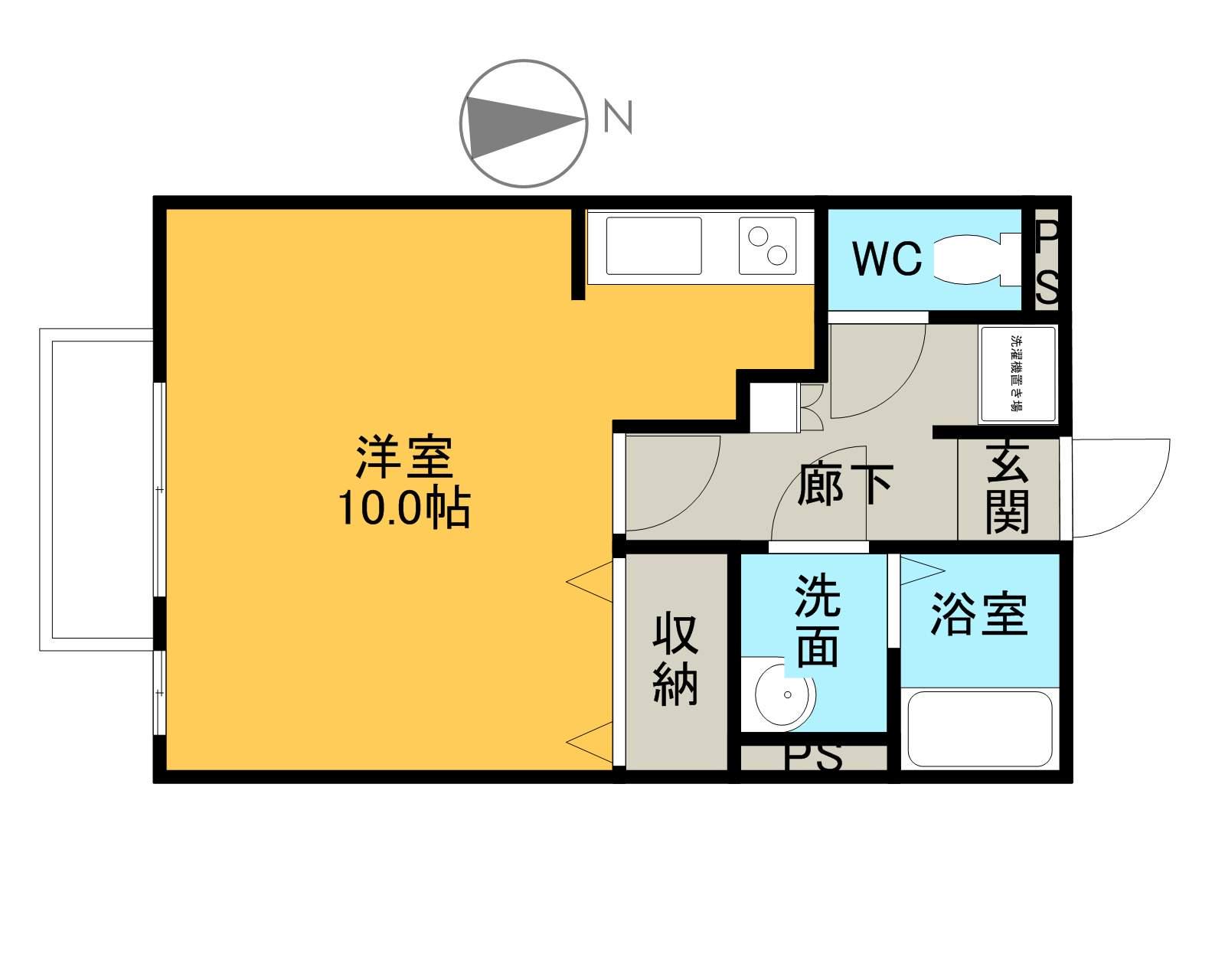 エスポワールⅠ(ワンルーム/2階)の間取り写真