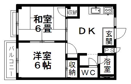 エルディムよしかわ(2DK/1階)の間取り写真