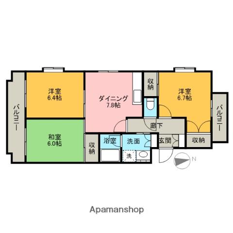 ユートピア21(3DK/1階)の間取り写真