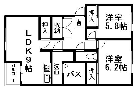 ビューパレス(2LDK/1階)の間取り写真