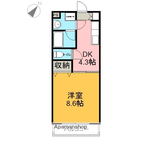 カーサ落合(1DK/3階)の間取り写真