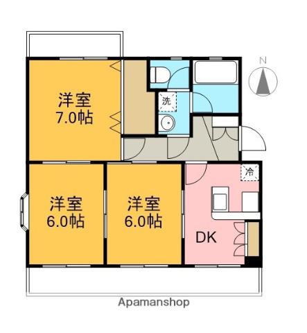 ラ カシタ グリス 3(3DK/1階)の間取り写真
