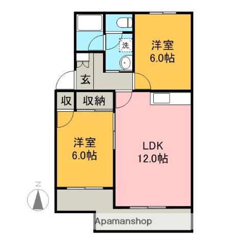 スカイコート宮原(2LDK/3階)の間取り写真