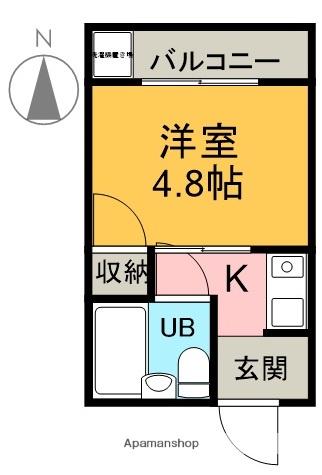 ピーコックマンション(1K/4階)の間取り写真