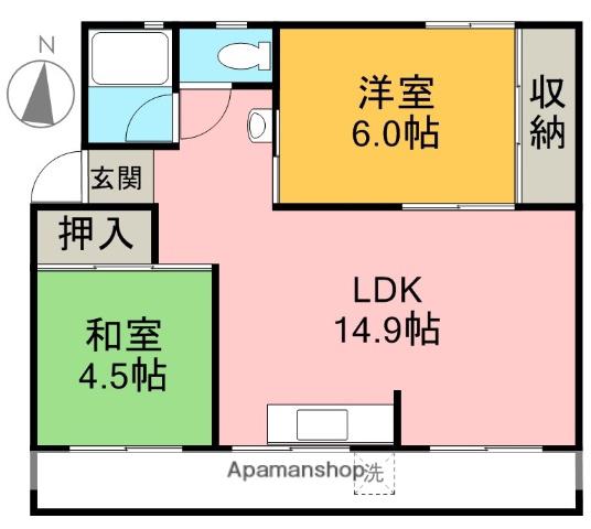 ハイツ大広(2LDK/1階)の間取り写真