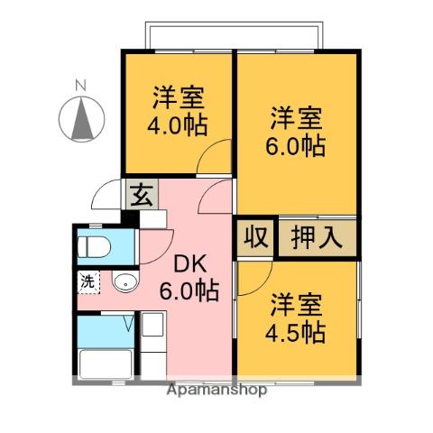 サンライフ米之宮(3DK/2階)の間取り写真