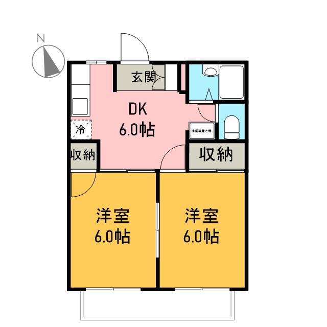 シティハイツ稲葉(2DK/2階)の間取り写真