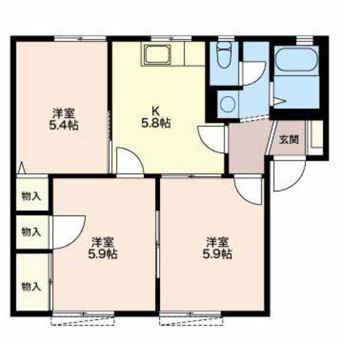 フォレストコートC(3K/1階)の間取り写真