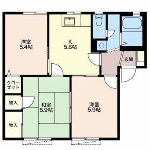 フォレストコートC(3K/2階)の間取り写真