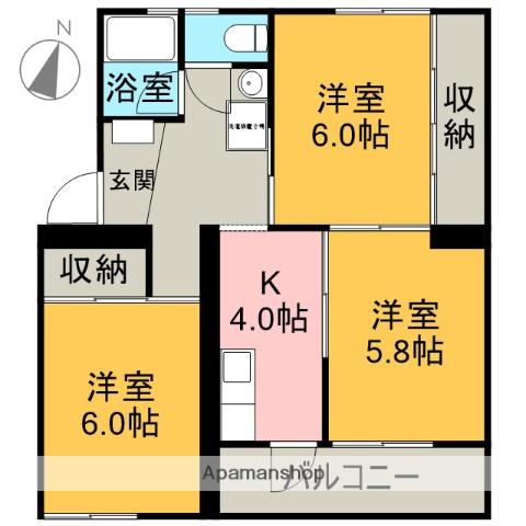 コーポ靖国(3K/2階)の間取り写真
