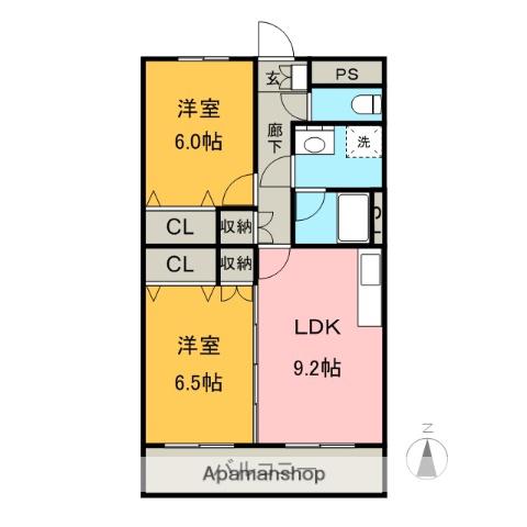 ヒルヴィレッジ(2LDK/1階)の間取り写真