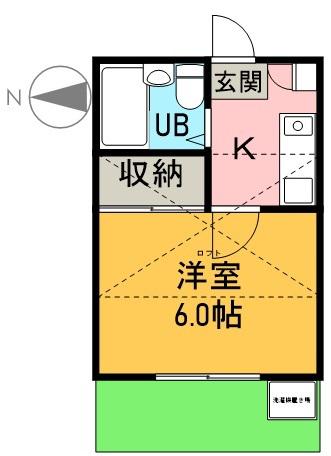 グラディート(1K/1階)の間取り写真