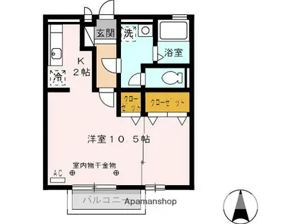 メゾン左富士B(1K/2階)の間取り写真