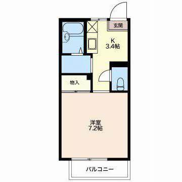 グランデール永田C(1K/2階)の間取り写真