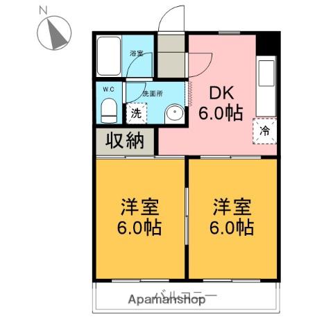 サニーヒル岳陽(2DK/3階)の間取り写真