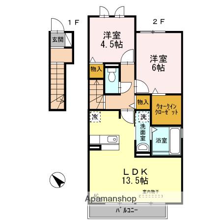 ブリーゼ マキ(2LDK/2階)の間取り写真