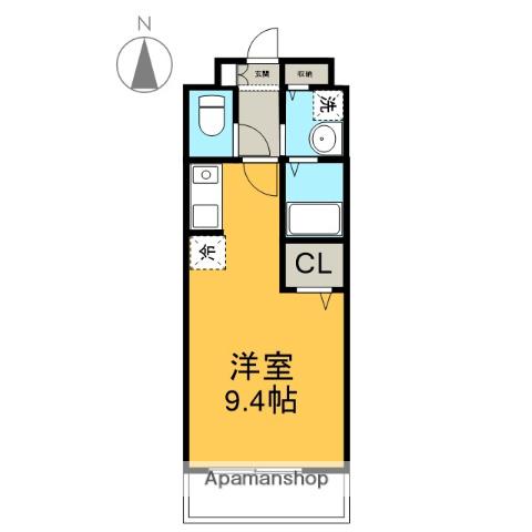 グロワールA(ワンルーム/2階)の間取り写真