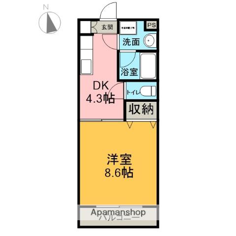 メゾンタケミネ(1DK/3階)の間取り写真