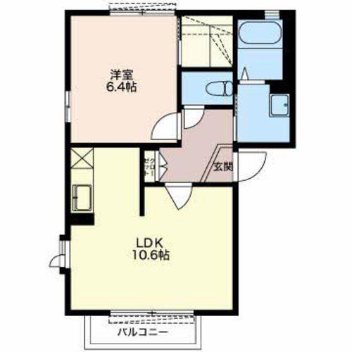 タウンコート日乃出B(1LDK/1階)の間取り写真