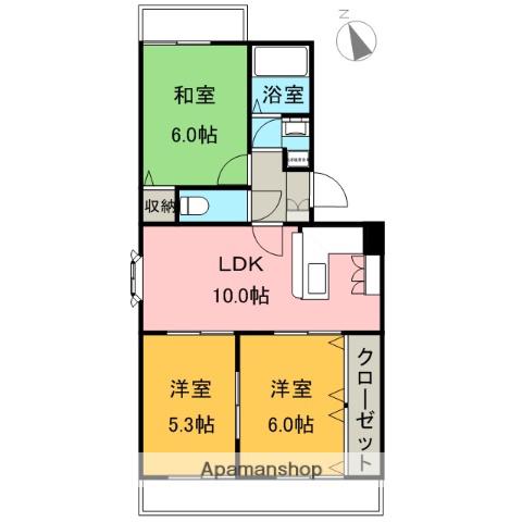 ラカシタ土一揆(3LDK/4階)の間取り写真