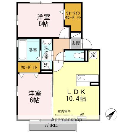 ソシア宮島Ⅱ(2LDK/2階)の間取り写真