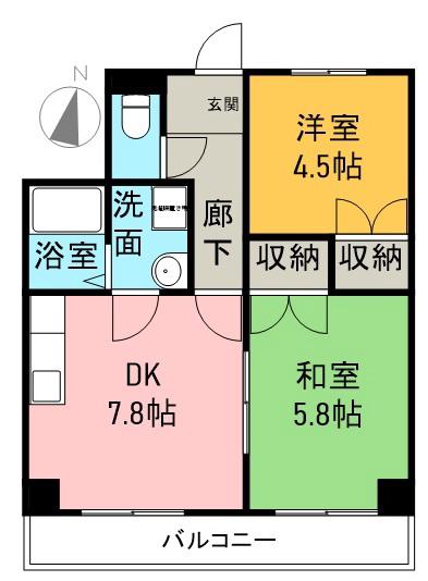 メゾン吉崎(2DK/4階)の間取り写真