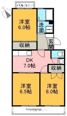 コンフォートメゾン(3DK/1階)の間取り写真