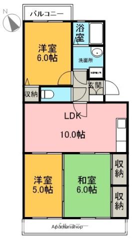 ドミールカトウ(3LDK/1階)の間取り写真