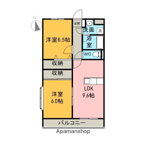 青葉ハイツⅡ(2LDK/3階)の間取り写真