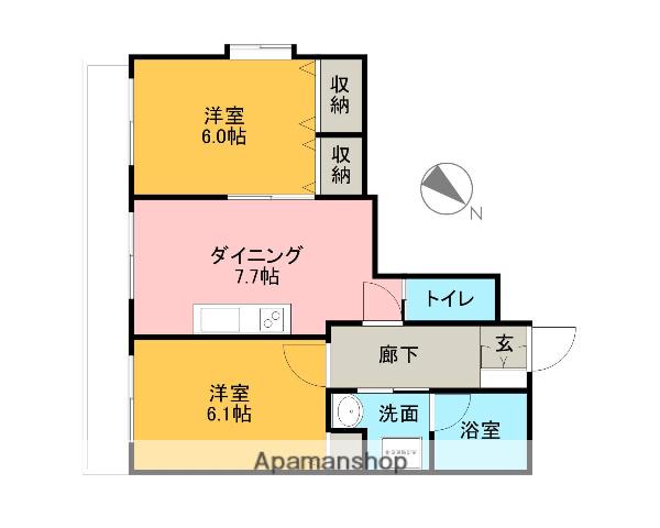 すずの杜(2DK/1階)の間取り写真